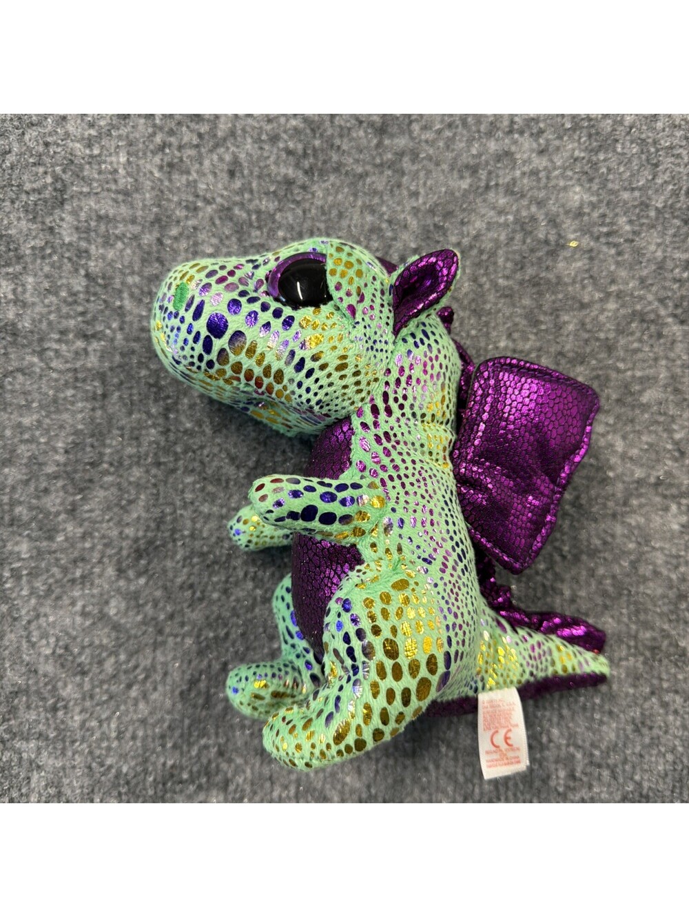 TY Beanie Boo Cinder Green and Purple Dragon Plush - 6" NWT